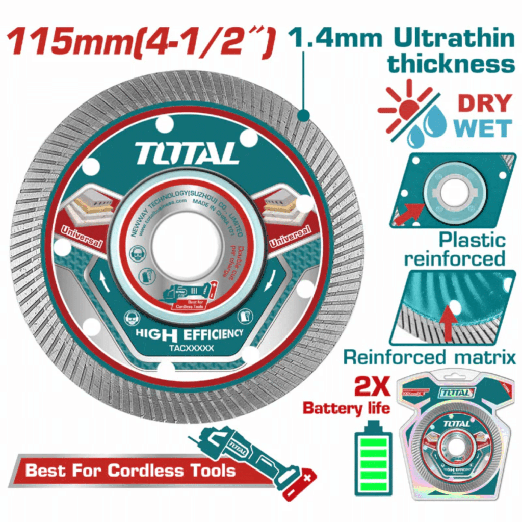 DISCO DIAMANTADO 115MM(4.5») 1.4MM ULTRA DELGADO HUM/SEC INDUSTRIAL – TAC2151151