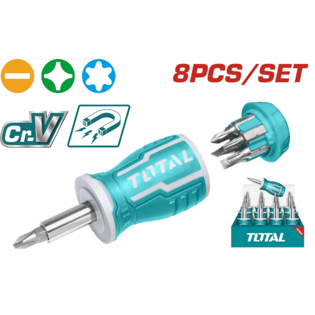 SET DESTORNILLADOR 8 EN 1 PUNTAS INTERCAMBIABLES CR.V MAGNETICO – TACSDS0706