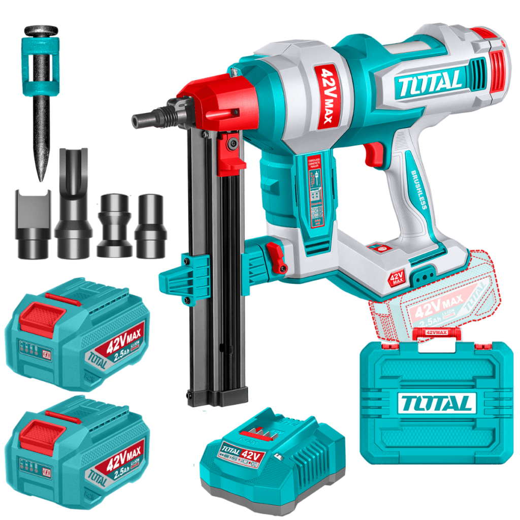 CLAVADORA CONCRETO 42V BLMOTOR R:19-40MM +1000 CLAVOS 2X2.5AH +ACC M – TCNLI420602