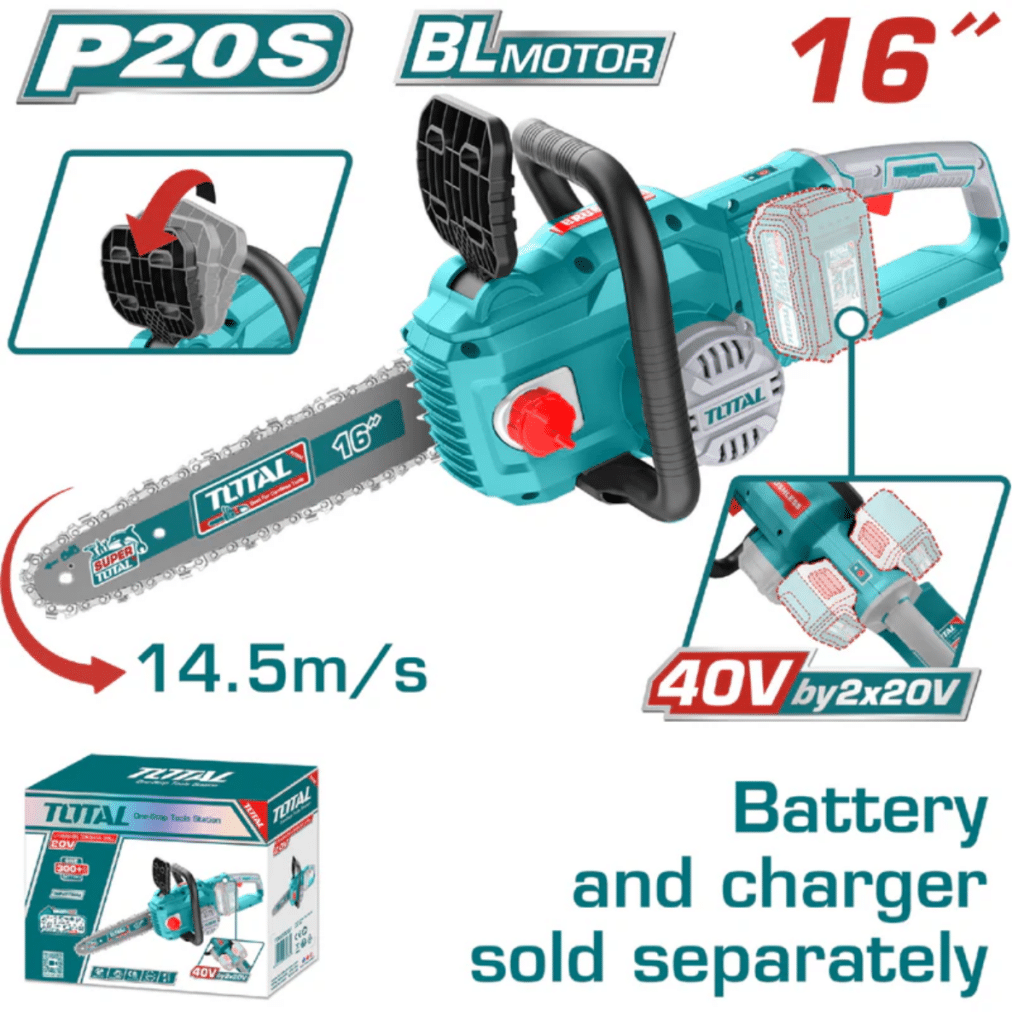 SIERRA DE CADENA LI-ION 40V (20+20V) 16» (40CM) 14.5M/S – TGSLI40168