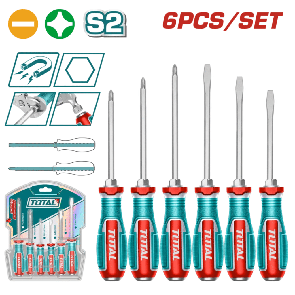SET DESTORNILLADORES GOLPE S2 2XSL + 2XPH HEX MAG. INDUSTRIAL – TGTST0606