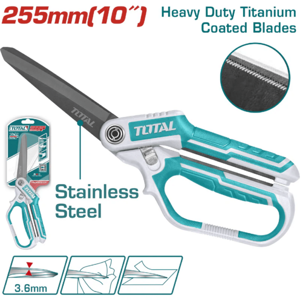 TIJERA DE ACERO INOX + TITANIO ALTO DESEMPEÑO 255MM (10») ERGONOMI – THSCRS832558