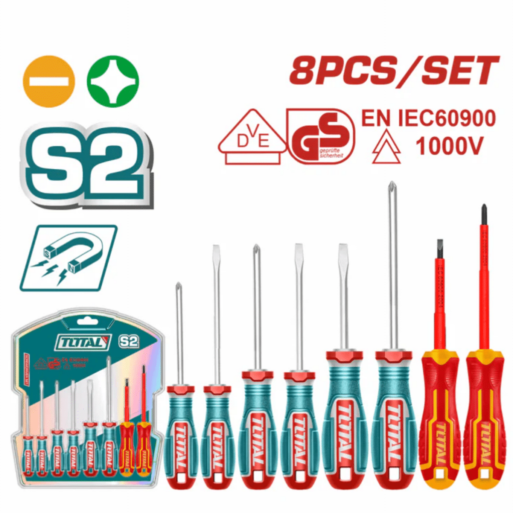 SET DESTORNILLADORES 8PCS S2 4XSL + 4XPH 75/100/150MM INC AISLADOS MAG – TKSDS0836