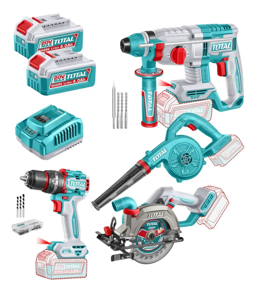 COMBO 4 EN 1 ROTOMARTILLO 22MM + TALADRO IMP. 66NM + SOPLADOR + SIER – TOSLI250695