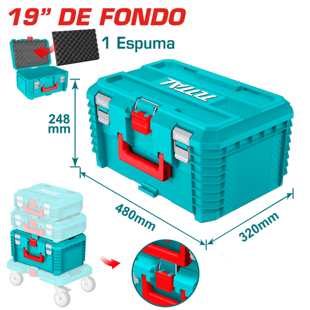CAJA DE HERRAMIENTAS APILABLE 19» PROFUNDO (480X320X248MM) PP 25KG – TPBXS103