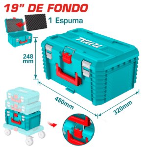 CAJA DE HERRAMIENTAS APILABLE 19'' PROFUNDO (480X320X248MM) PP 25KG - TPBXS103