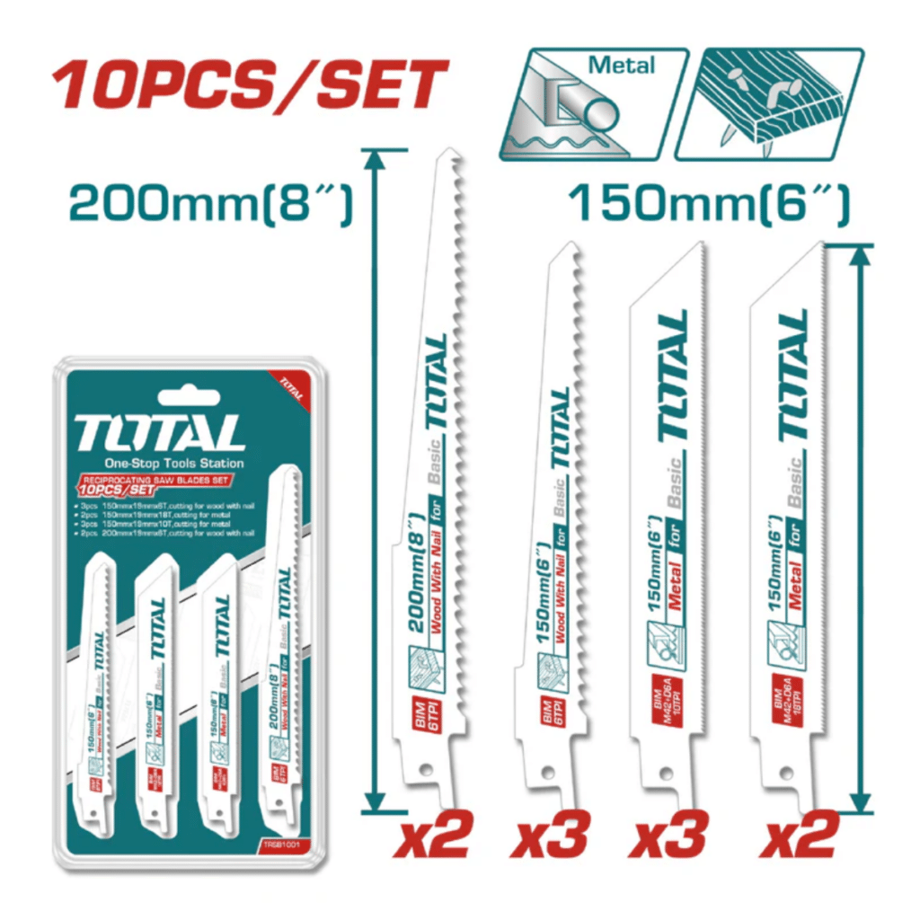 SET CUCHILLAS SIERRA SABLE 10PCS 150/200MM  BI-METAL – TRSB1001