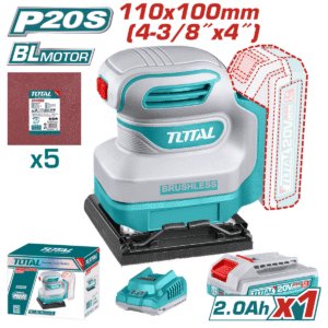 LIJADORA ORBITAL 20V BRUSHLESS 12000RPM 110X100MM 1X2.0AH + ACC INDU - TSHSLI20241