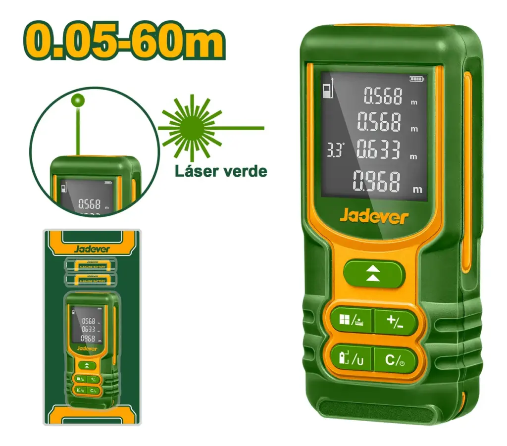 MEDIDOR DISTANCIA LASER 0.05-60M PRES:2MM LT:635MM – VERDE – JDDL1526