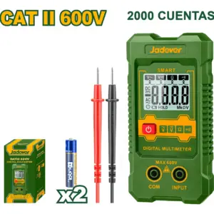 MULTIMETRO DIGITAL 2000 CONTEOS CAT II 600V LCD AC/DC SMART FUNC. 2XAAA - JDDM1501
