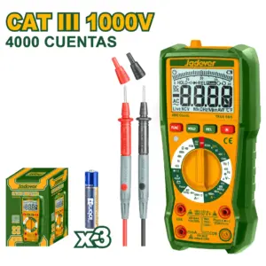 MULTIMETRO DIGITAL 4000 CONTEOS AC/DC CAT III 1000V RE:40 OHM CAP:100MF - JDDM2502