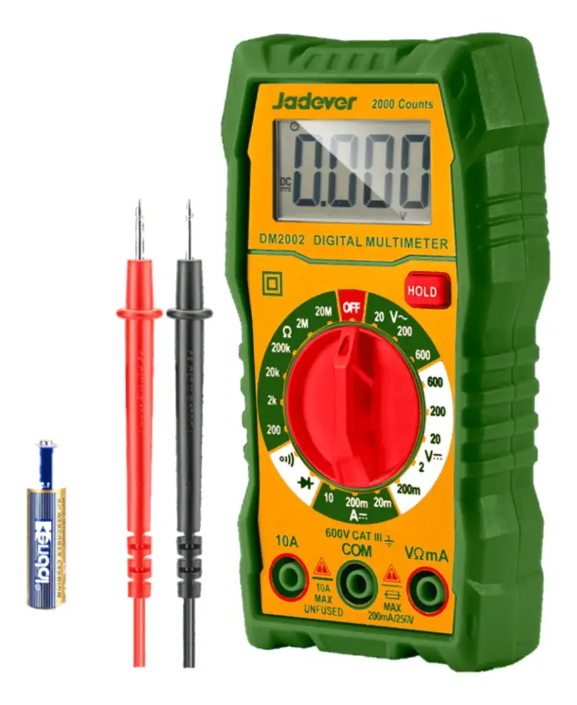 MULTIMETRO DIGITAL 2000 CONT. AC/DC CAT III AC:20-600V C:10A RE:20 MOHM – JDDM2506