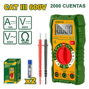 MULTIMETRO DIGITAL 2000 CONT. AC/DC CAT III AC:20-600V C:10A RE:20 MOHM - JDDM2506