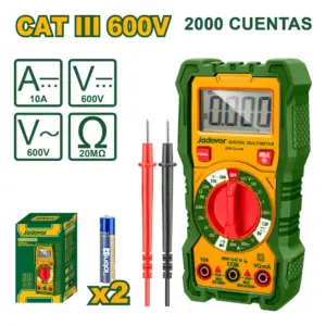 MULTIMETRO DIGITAL 2000 CONT. AC/DC CAT III AC:200-600V C:10A RE:20 MOH - JDDM2508