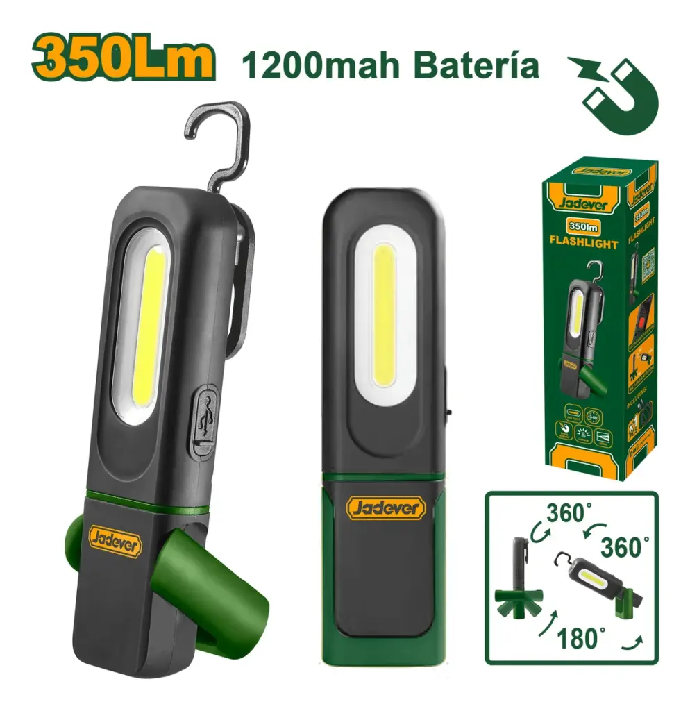 LAMPARA PORTATIL 350LM 1200MAH MAGNETICO 360 GRADOS – JDFL7508