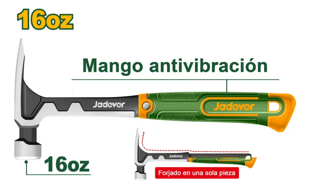 MARTILLO 16OZ 450G MANGO FIBRA DE VIDRIO ANTI-SHOCK – JDHM8116