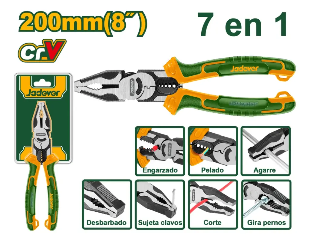 ALICATE COMBINADO 8″ 200MM 7 EN 1 INDUSTRIAL – JDPL1778