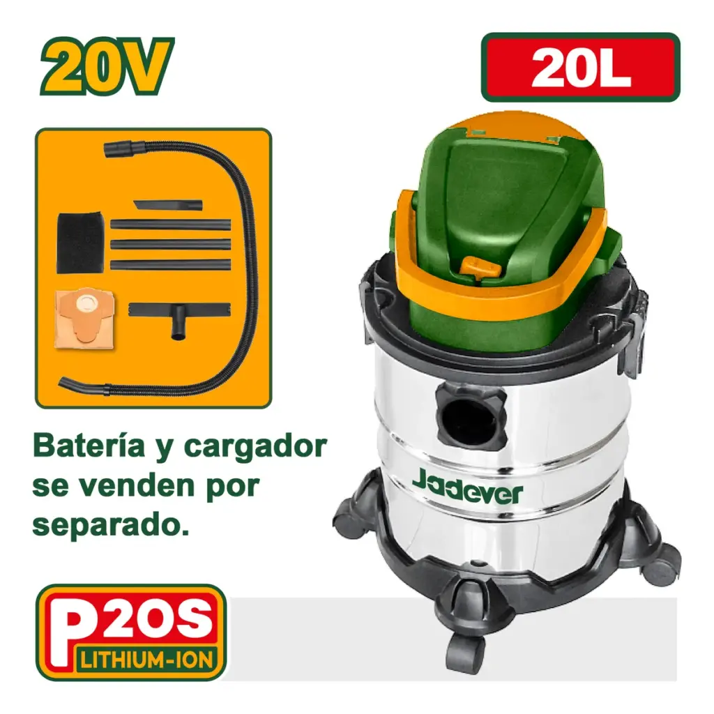 ASPIRADORA 20V 20L 8KPA ACERO INOX – JDQV1A20
