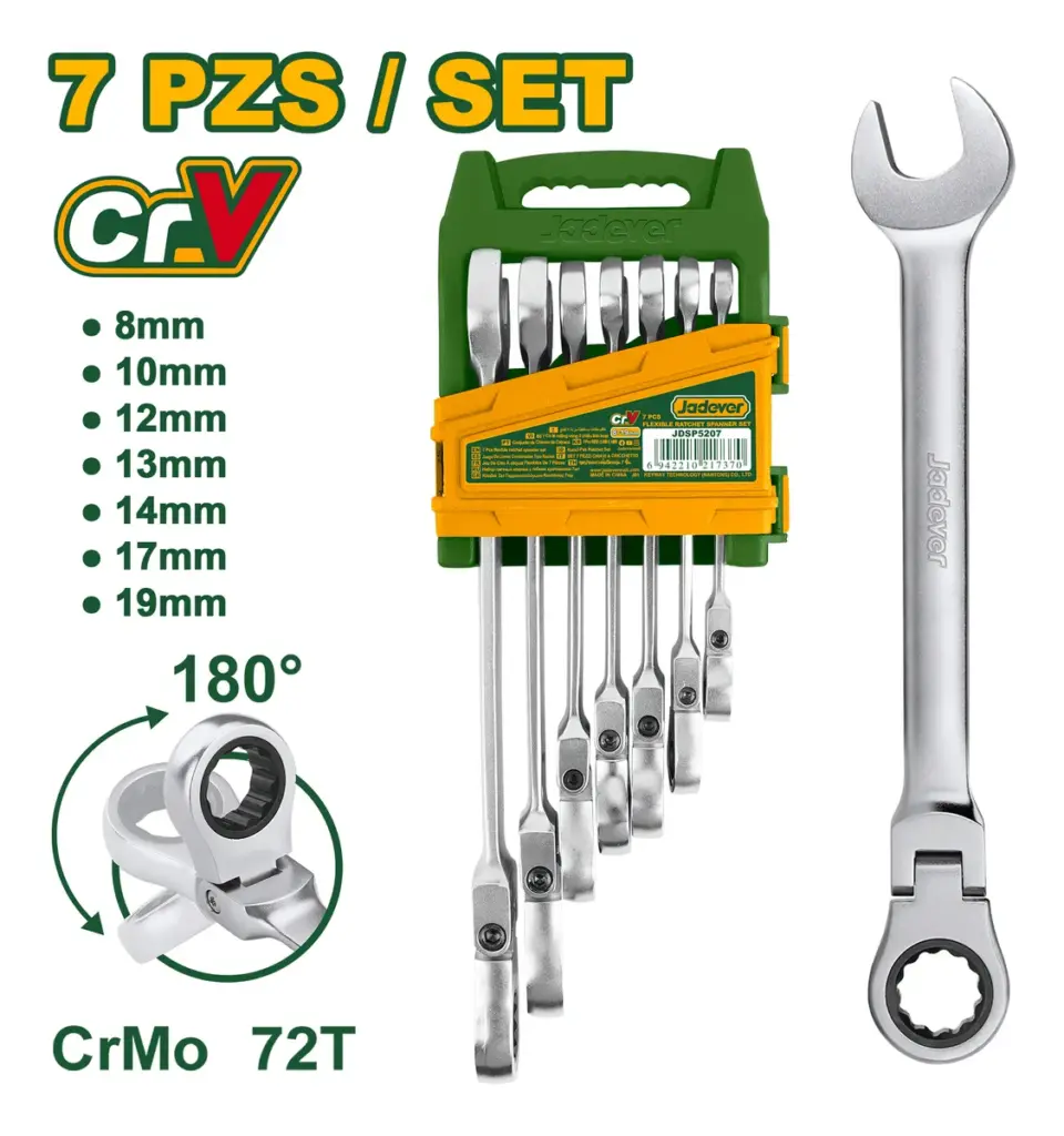 SET LLAVES COMBINACION 7PCS CR-MO 8-19MM 72T – JDSP5207
