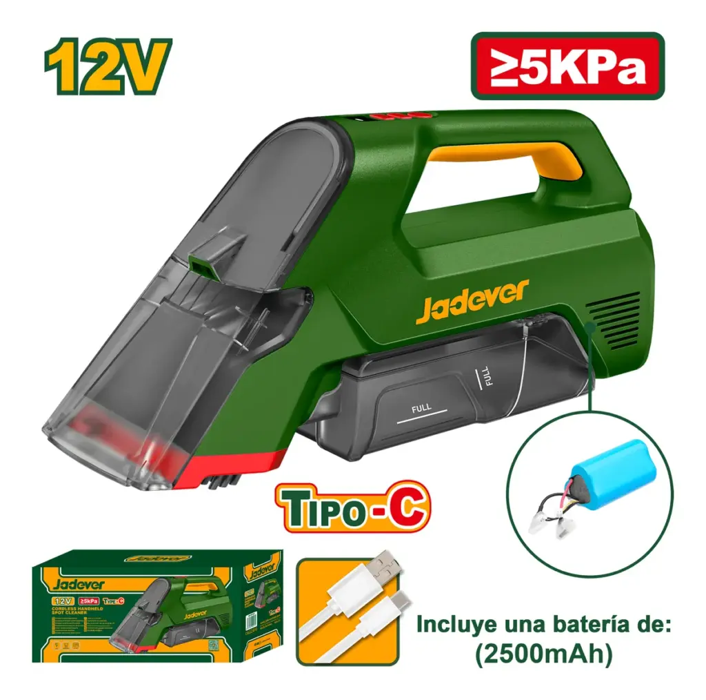 ASPIRADORA LIMPIA TAPICERÍA 12V TIPO C 2500MAH 5KPA – JDVR7551
