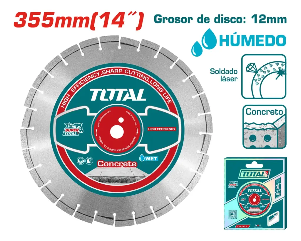 DISCO DIAMANTADO P/PISO CONCRETO 355X25.4MM HOJA:12MM HUMEDO – TAC2113552
