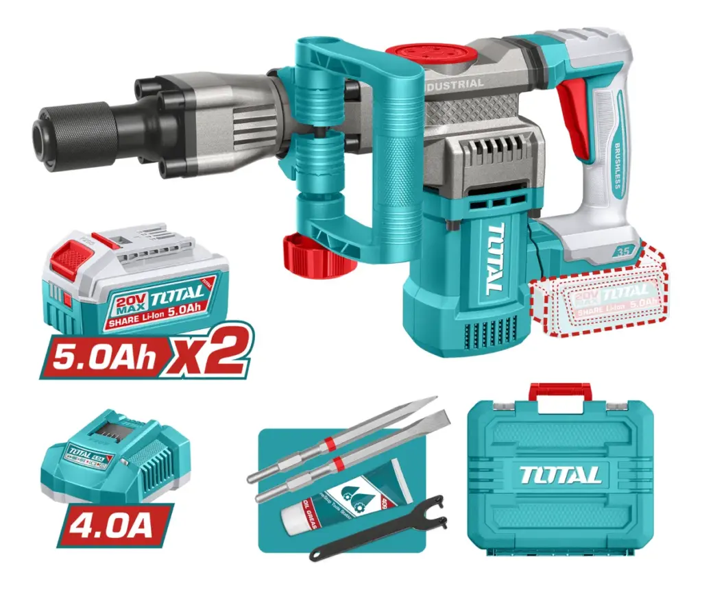 DEMOLEDOR 20V BL-MOTOR 35MM SDS-HEX 0-3200BPM 16J 2X5.0AH +ACC +MALETIN INDUSTRIAL – TDBLI203582