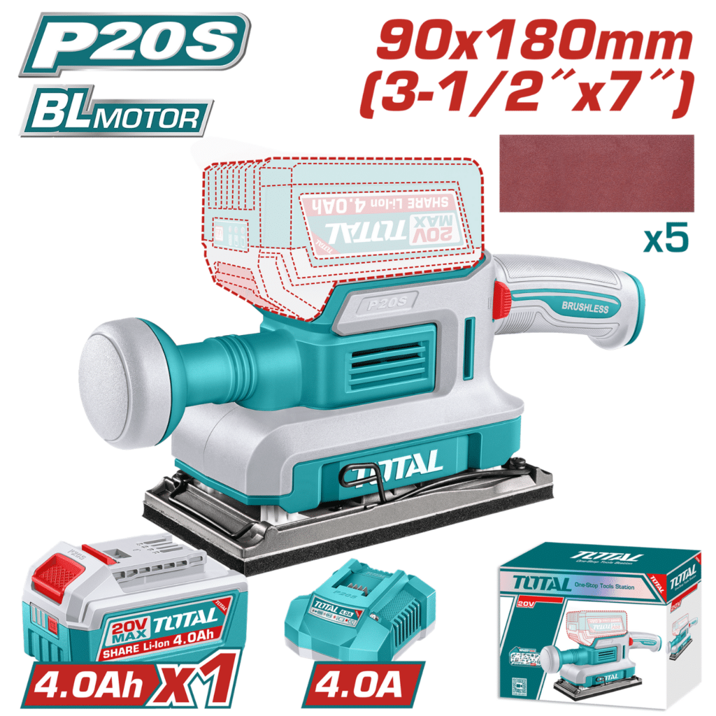 LIJADORA ACABADOS 20V 90X180MM 13000RPM 1X4.0AH + ACC INDUSTRIAL – TFSLI20313