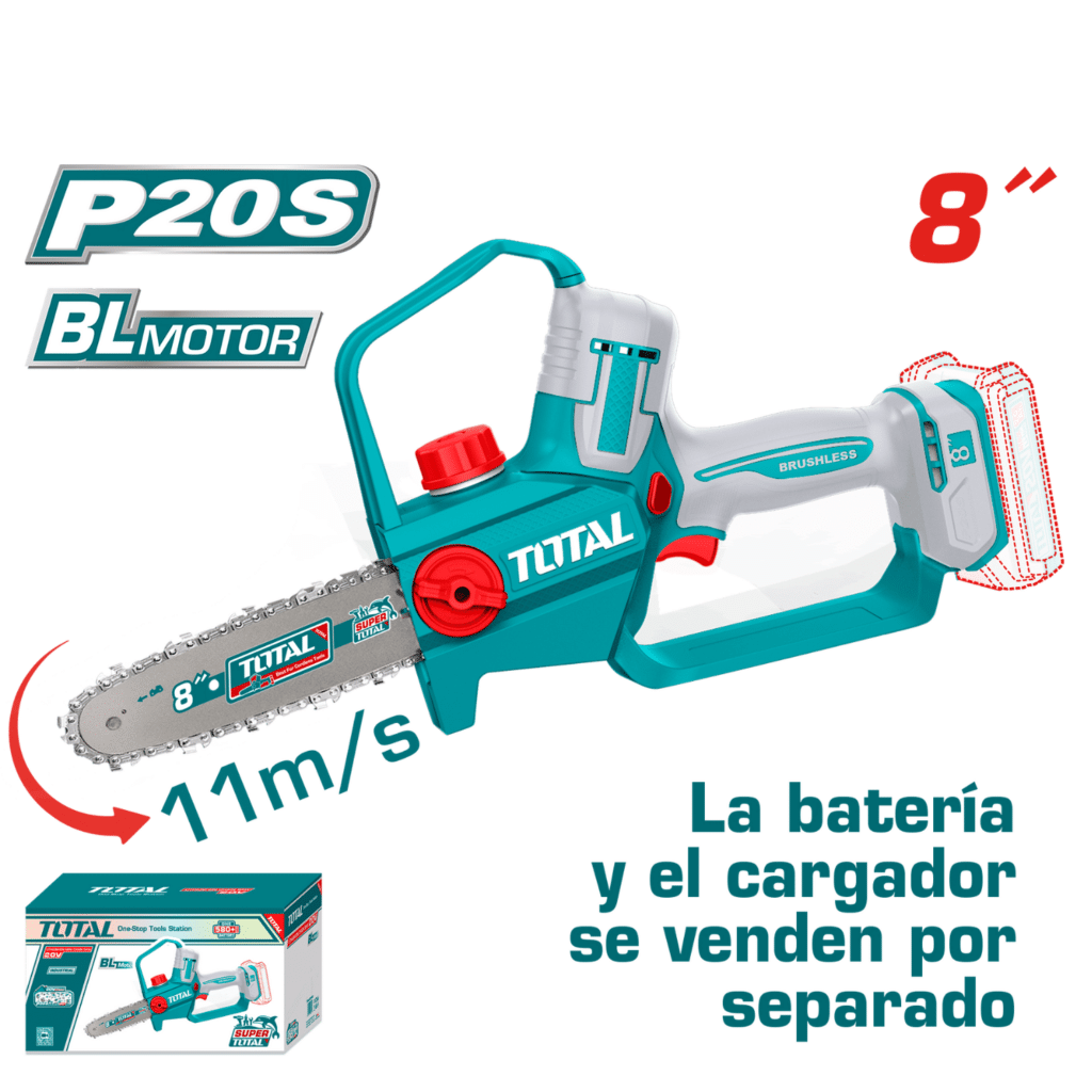 SIERRA DE CADENA LI-ION 20V 8» 20CM 11M/S + ACC INDUSTRIAL – TGSLI2088