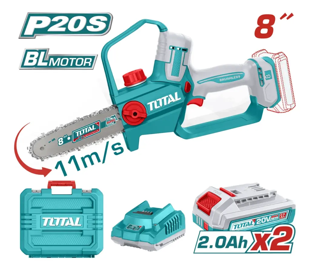 SIERRA DE CADENA LI-ION 20V 8» 20CM 11M/S 2X2.0AH + ACC INDUSTRIAL – TGSLI20882