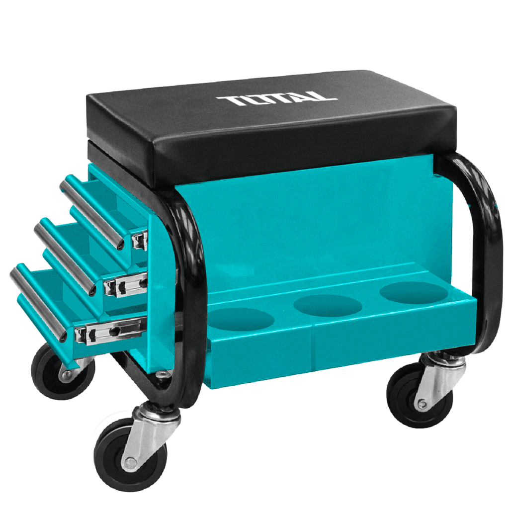 ASIENTO CON RUEDAS 3 CAJONES + 3 PORTA OBJETOS 250LBS INDUSTRIAL – THCS103