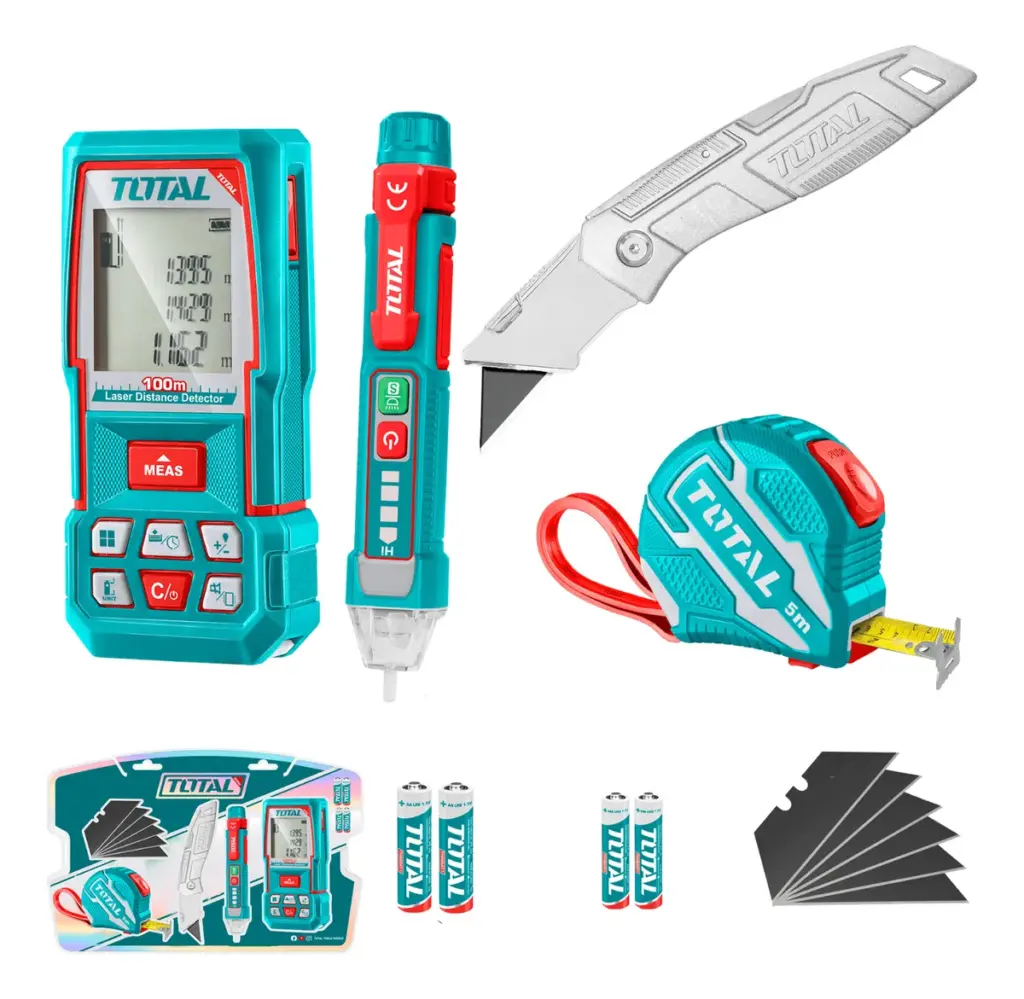 COMBO 4 EN 1.  LASER + CINTA M + CUCHILLA + DETECTOR + ACC INDUSTRIAL – TOS250701