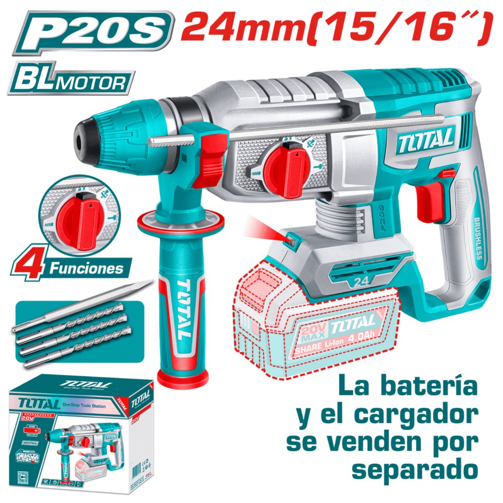 ROTOMARTILLO SDS+ 24MM 20V 2.4J 0-4900BPM BRUSHLESS 4FUNC INDUSTRIAL – TRHLI20248