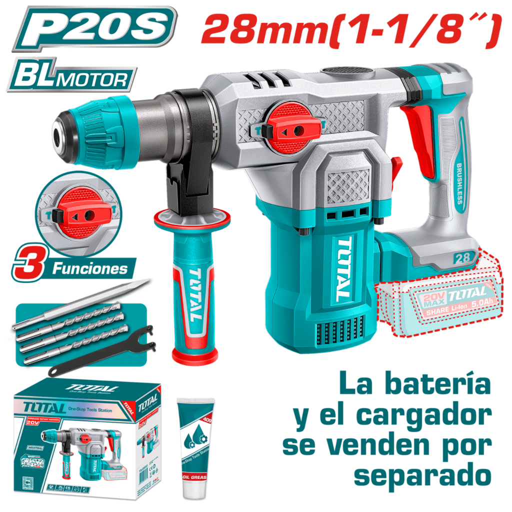 ROTOMARTILLO SDS+ 28MM 20V BL 4.5J 0-44000BPM 3FUN INDUSTRIAL – TRHLI20286