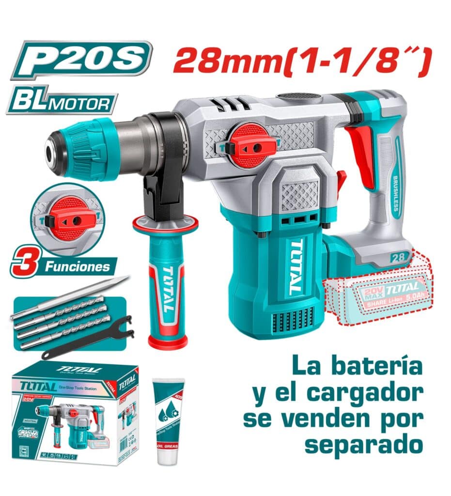 ROTOMARTILLO SDS+ 28MM 20V BL 4.5J 0-44000BPM 3FUN INDUSTRIAL TOTAL – TRHLI20286