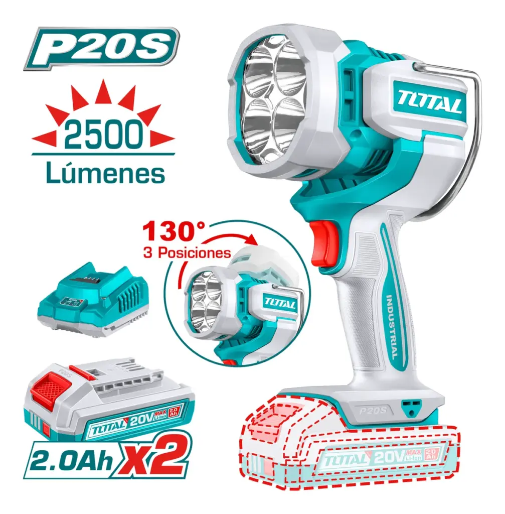 LINTERNA DE TRABAJO 20V 22.5W 25000LM LED 130G 2X2.0AH INDUSTRIAL – TWLI20887