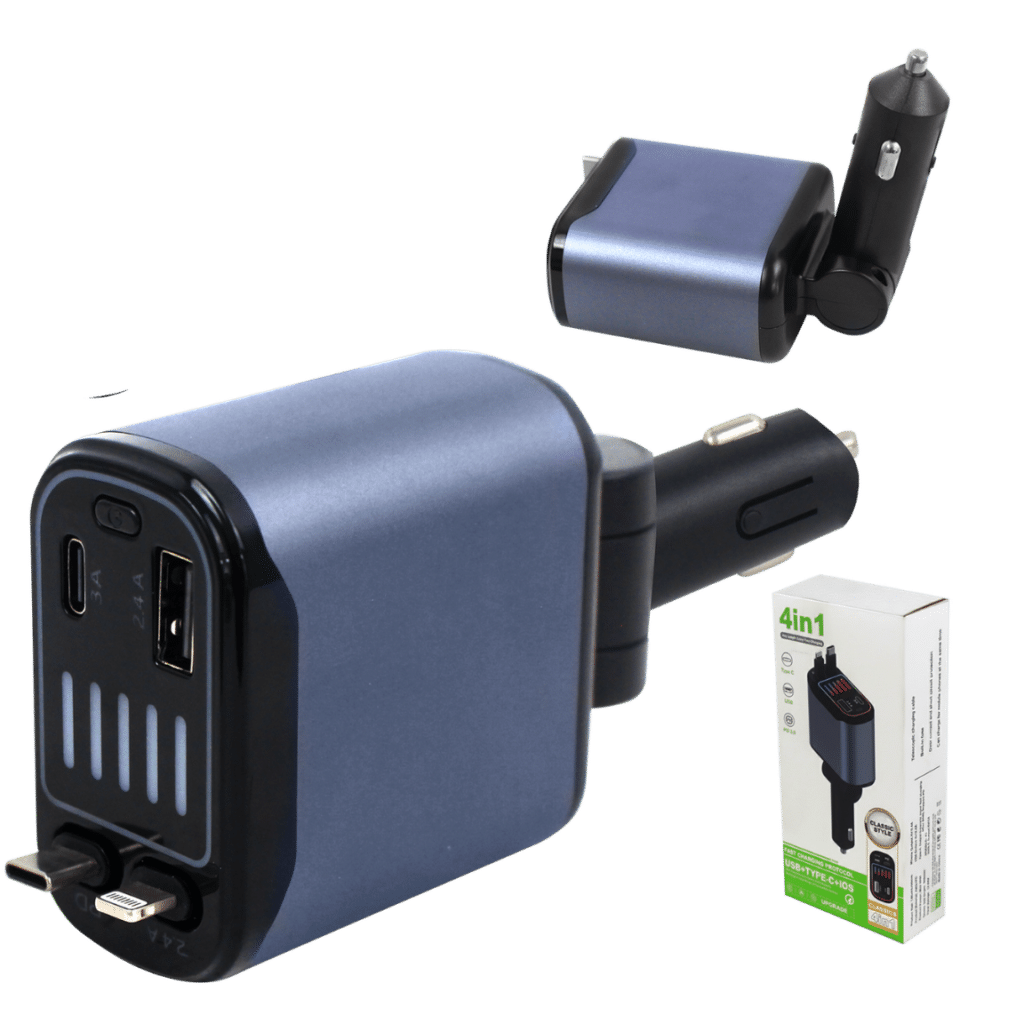 CARGADOR USB 4 EN 1 PARA CIGARRERA AUTO UNIVERSAL – SF-25200