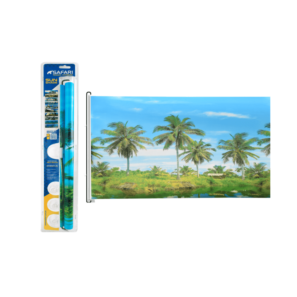 TAPASOL ENROLLABLE 130X42CM DISEÑO PALMERAS TROPICAL – SF-221