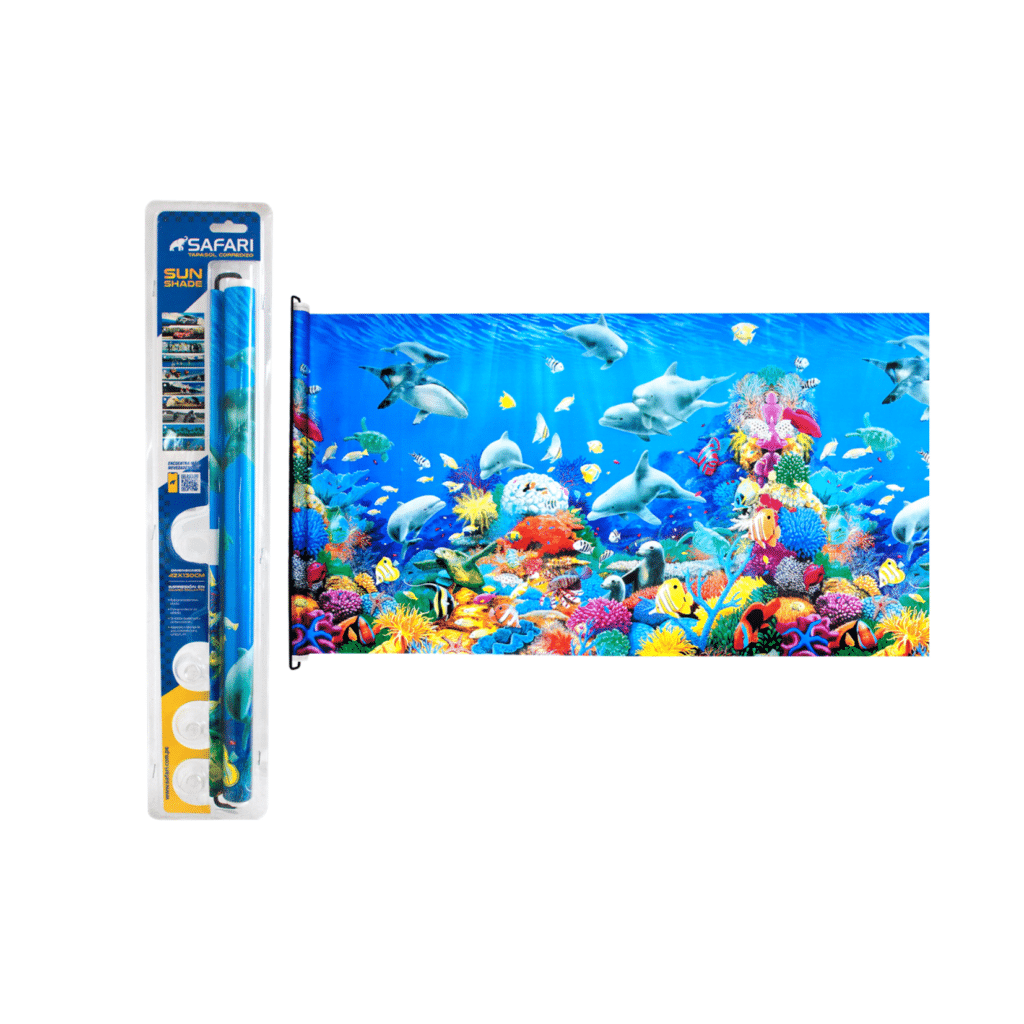 TAPASOL ENROLLABLE 130X42CM DISEÑO ARRECIFE MARINO – SF-220