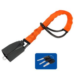 SEGURO DE TIMÓN CON LLAVE MAT:ZINC + ACERO 4.0MM FUERZA 8.5KN NARANJA - E16121OR