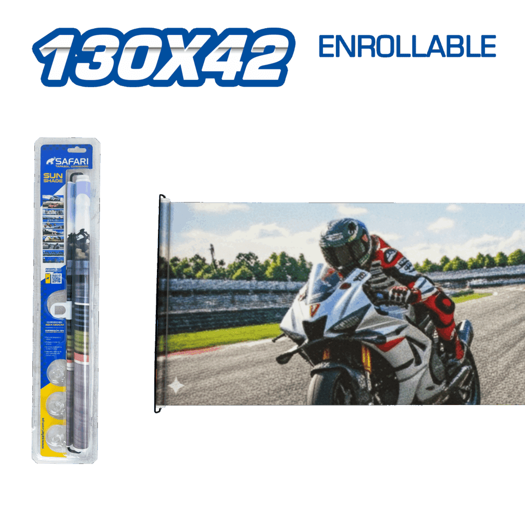 TAPASOL ENROLLABLE 130X42CM DISEÑO MOTO RACING – SF-222