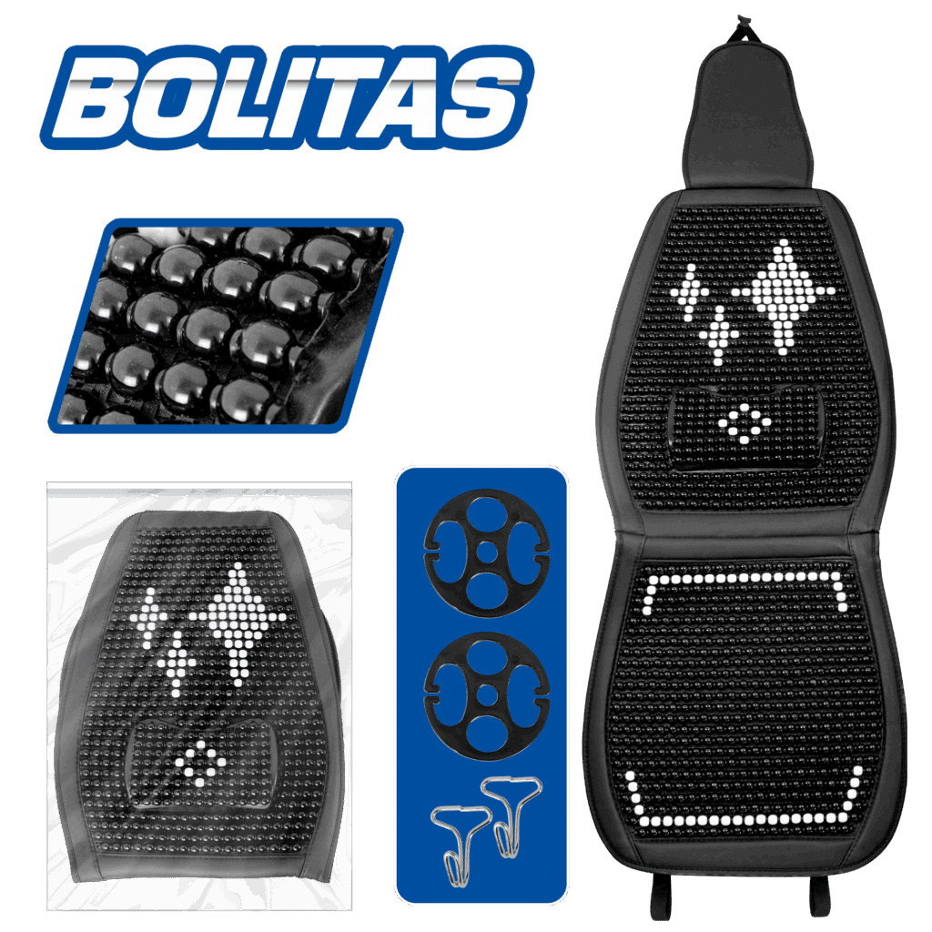 COJIN/RESPALDO BOLITAS C/RIÑONERA NEGRO ABS+PU – SF-25013
