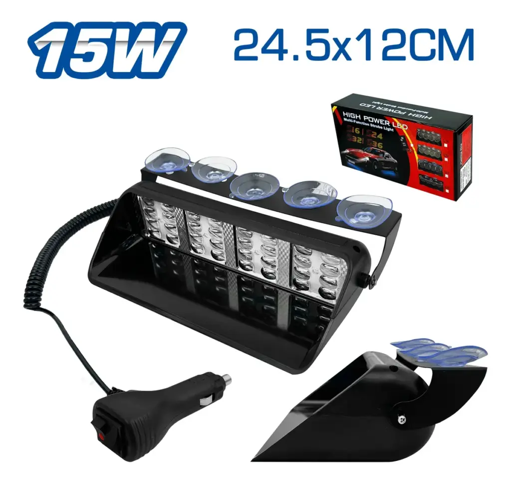 LUZ LEDX4 MAGNÉTICO 15W 12V 24.5X12CM ROJO/AZUL C/SWITCH – SF-25106