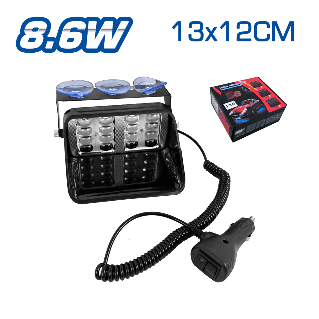 LUZ LED POLICIAL MX2 8.6W 12V 13X12CM ROJO/AZUL C/SWITCH – SF-25107