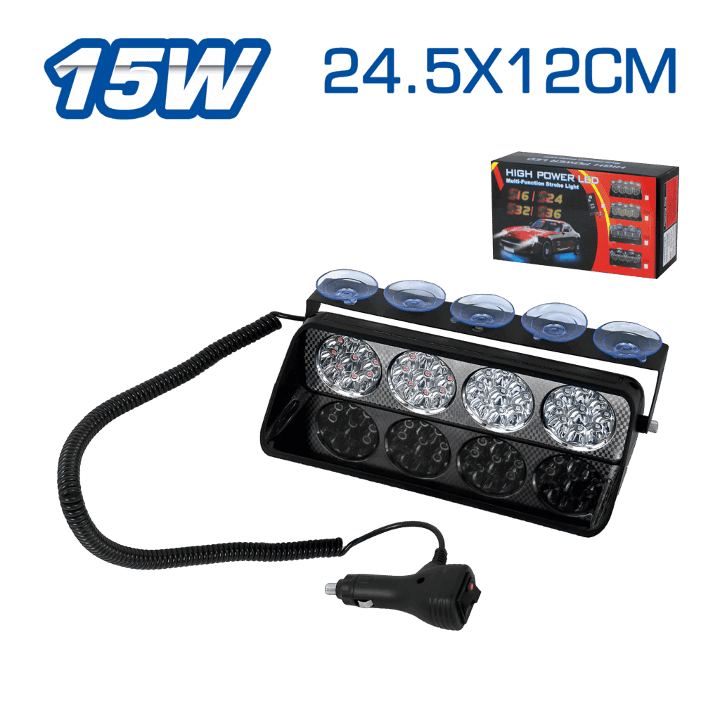 LUZ LED POLICIAL MX4 15W 12V 24.5X12CM ROJO/AZUL C/SWITCH – SF-25108