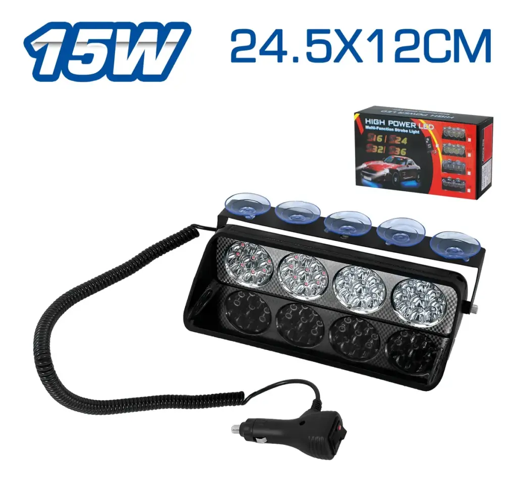 LUZ LED POLICIAL MX4 15W 12V 24.5X12CM ROJO/AZUL C/SWITCH – SF-25108
