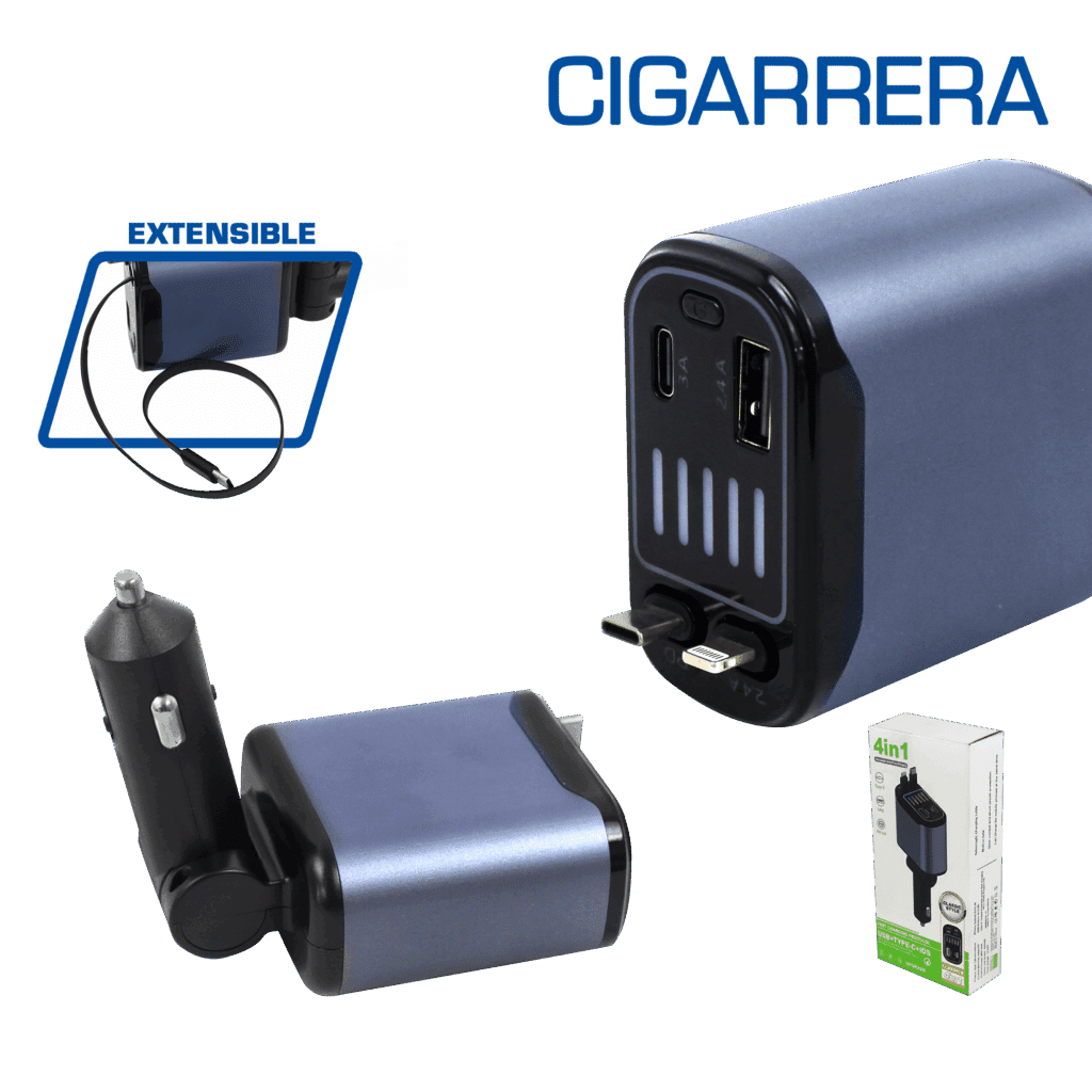 CARGADOR USB PARA AUTO CONEX:CIGARRERA – SF-25128