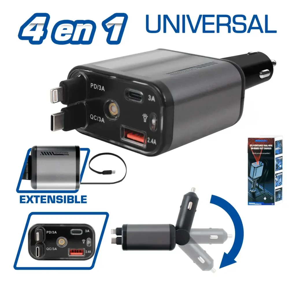 CARGADOR USB PARA AUTO CONEX:CIGARRERA – SF-25129