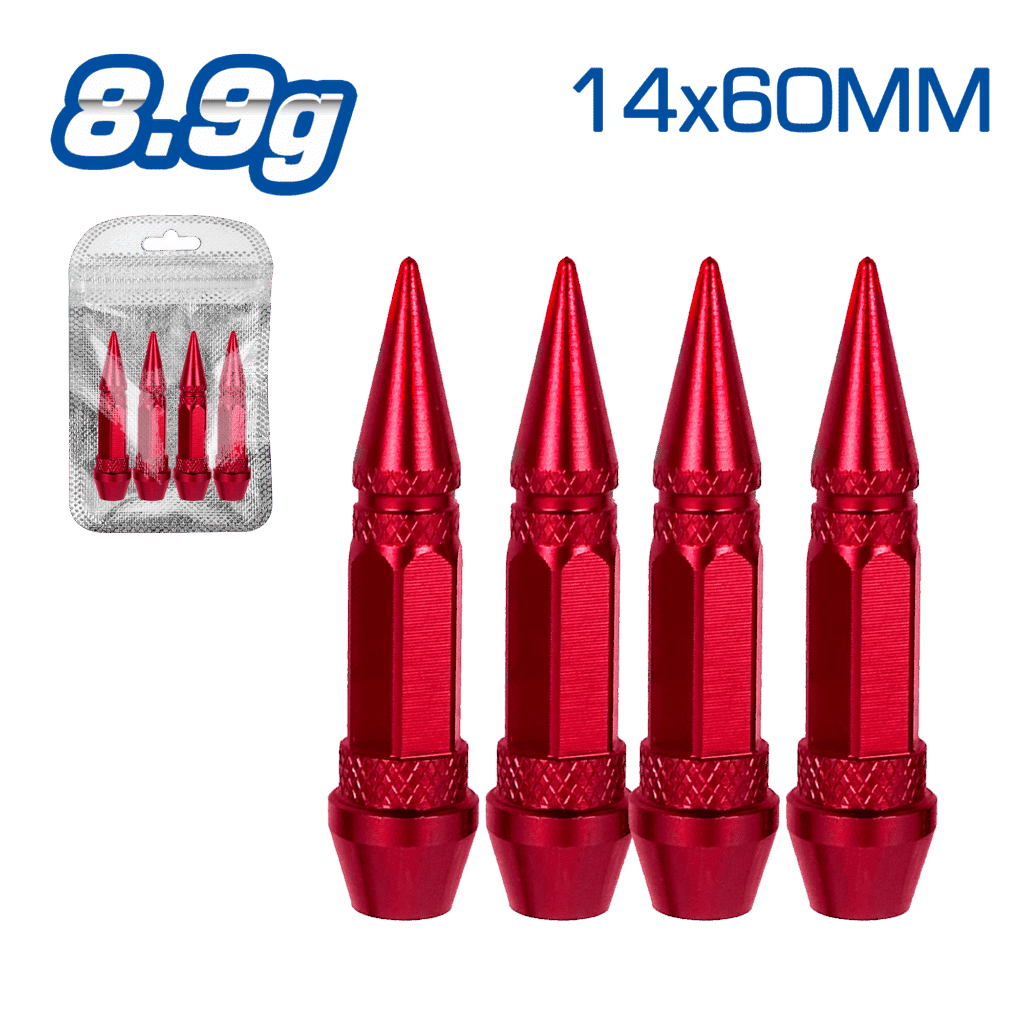 TAPA DE VALVULA DEPOR 14X60MM 8.9G 4PCS/BOLSA -ROJO – SF-25140 RD