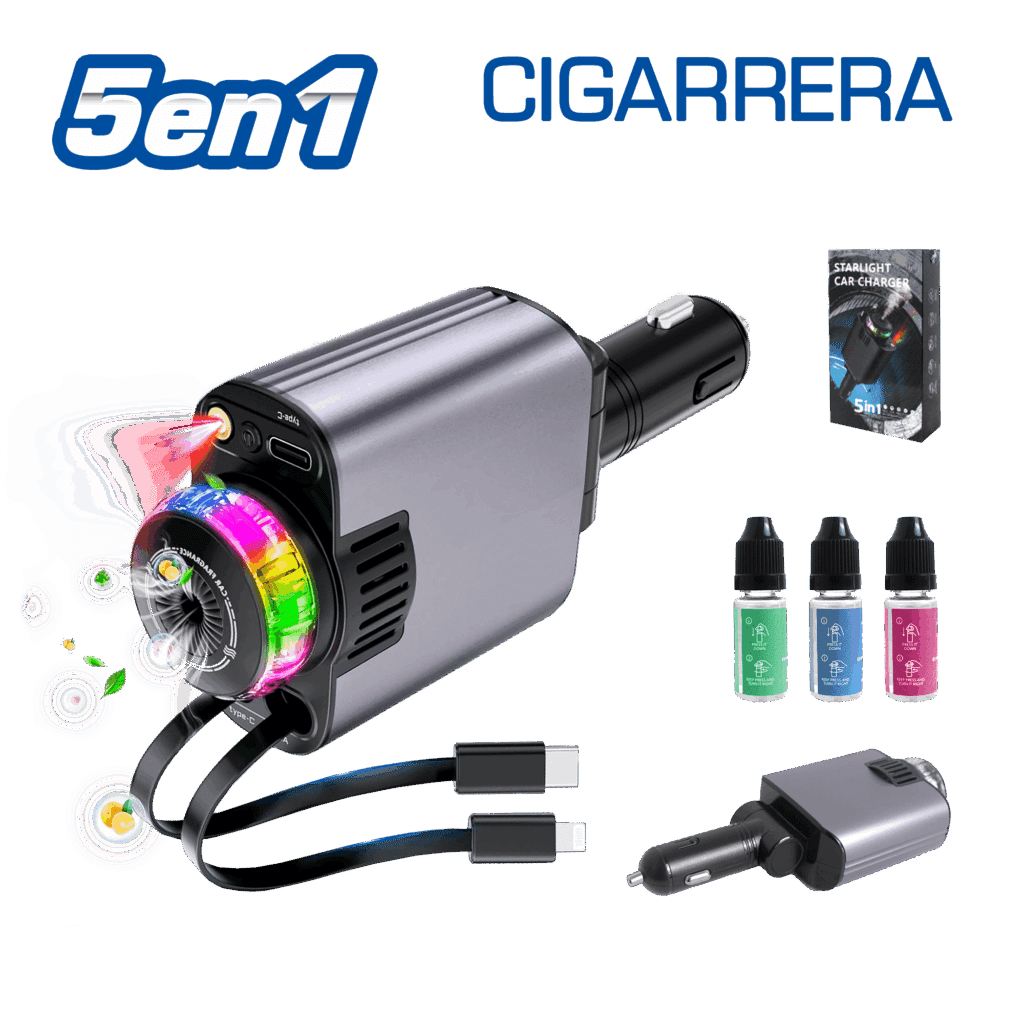 CARGADOR USB 4 EN 1 PARA CIGARRERA AUTO UNIVERSAL – SF-25198