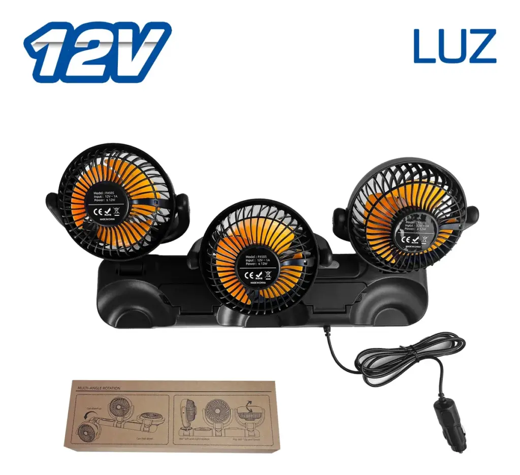 VENTILADOR 12V TRIPLE CON LUZ ALTA VELOCIDAD – SF-25202